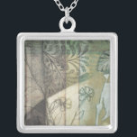 Garden Panel with Leaves, Flowers, and Grass Silver Plated Necklace<br><div class="desc">A pleasant garden panel that features leaves,  flowers,  and grass in an abstract sketching. The mix of colours draws the eye,  with plenty going on in the painting. An easy conversation starter that could find a welcome place on your wall!</div>