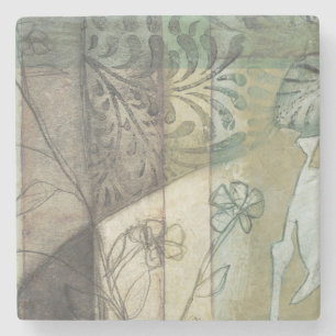 Garden Panel with Leaves, Flowers, and Grass Stone Coaster