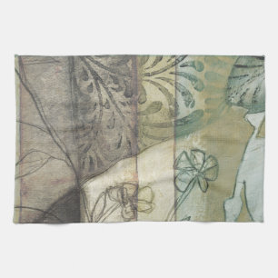 Garden Panel with Leaves, Flowers, and Grass Tea Towel