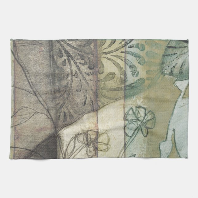 Garden Panel with Leaves, Flowers, and Grass Tea Towel (Horizontal)