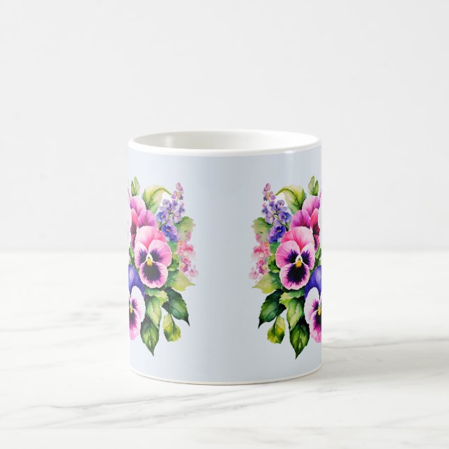 Garden Pansy Flower Coffee Mug 11 Oz Watercolor (Center)