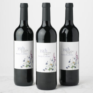 Garden Party 35th Birthday Wine Label