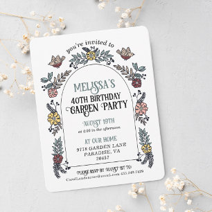 Garden Party 40th Birthday Invitation