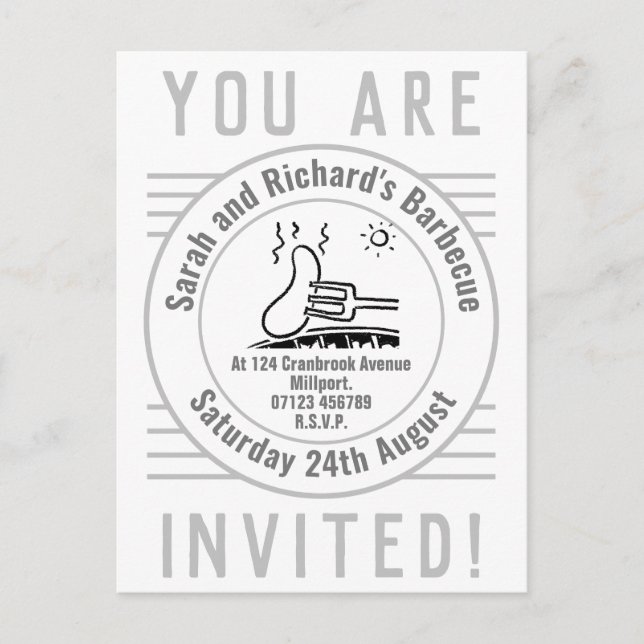 Garden Party Barbecue Invitation Postcard (Front)