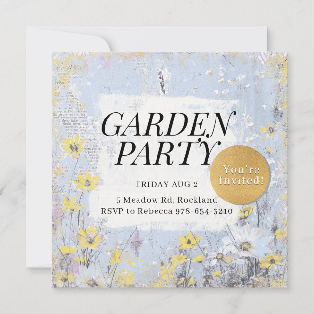 Garden Party Blue Daisy Wildflower Birthday Classy Invitation (Front)