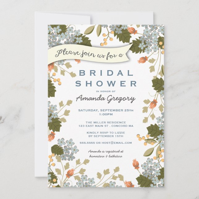 Garden Party Bridal Shower Floral Invitation (Front)
