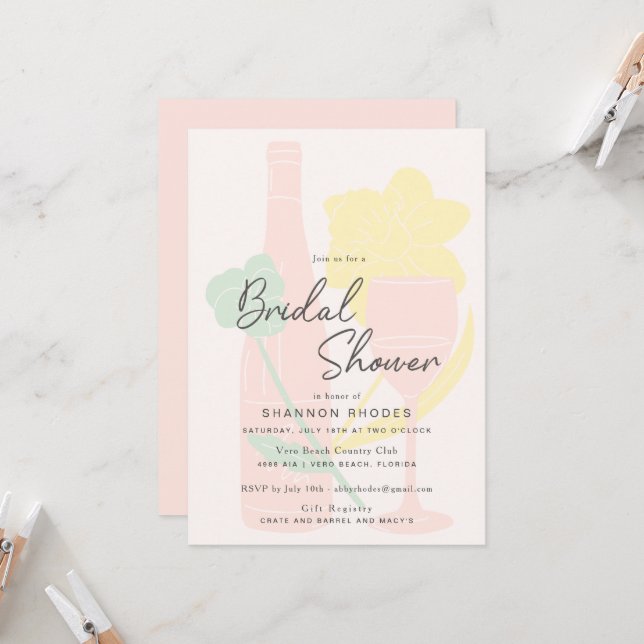 Garden Party Bridal Shower Invitation (Front/Back In Situ)