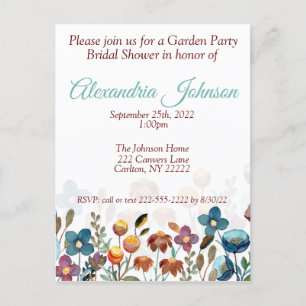 Garden Party Bridal Shower Invitation Budget Postcard