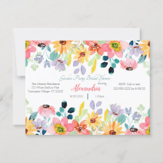 Garden Party Bridal Shower Invitation Postcard