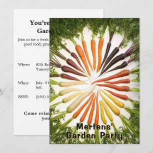Garden Party Carrot Rainbow Colorful Custom Invitation
