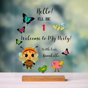 Garden Party Children Celebration Acrylic Sign
