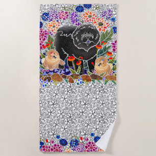 GARDEN PARTY chow  beach towel  white background