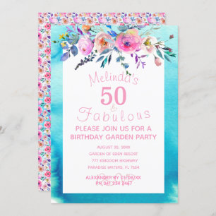 Garden Party Custom 50 and Fabulous 50th Birthday Invitation