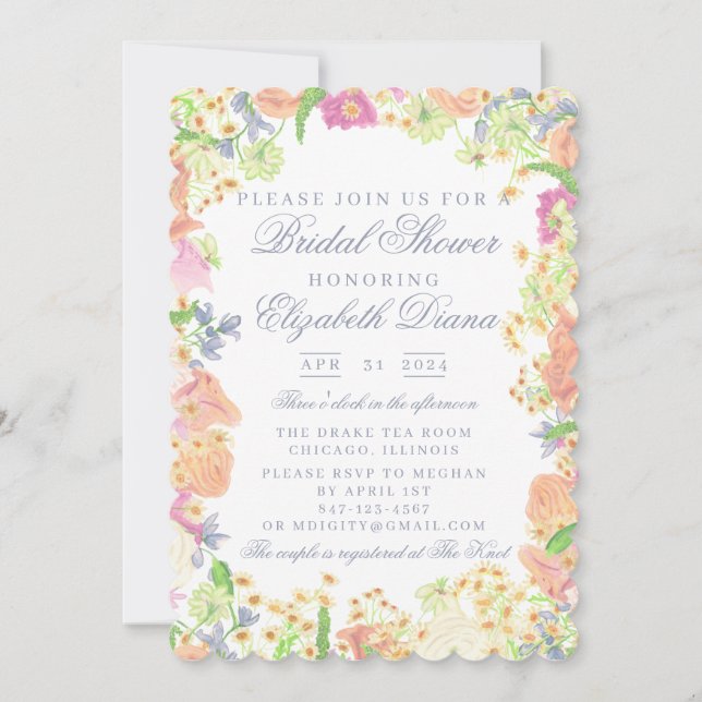 Garden Party Floral Bridal Shower Invitation (Front)