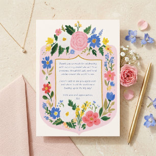 Garden Party Floral Crest Bridal Shower Thank You Card