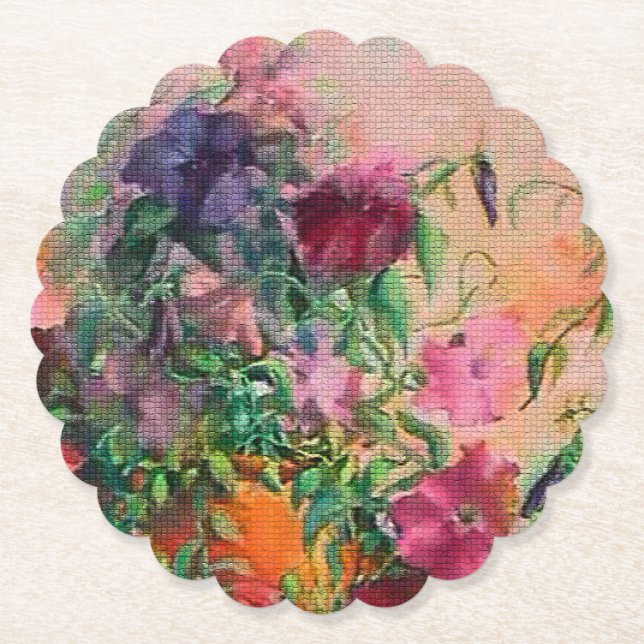 Garden Party Floral Paper Coaster (Front)
