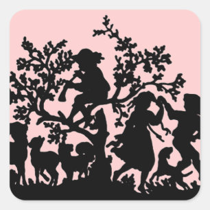 Garden Party In Pink And Black Square Sticker