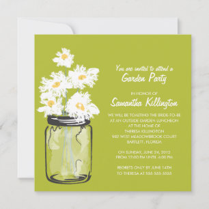 Garden Party Mason Jar & White Daisies Invitation