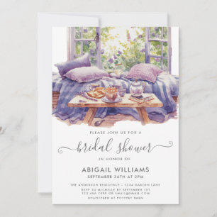 Garden Party Picnic Lavender Floral Bridal Shower  Invitation
