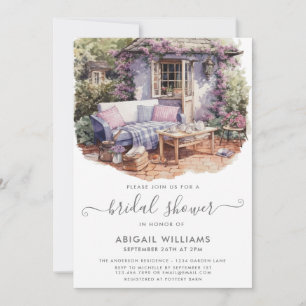 Garden Party Picnic Lavender Floral Bridal Shower Invitation