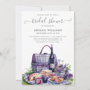 Garden Party Picnic Lavender Floral Bridal Shower  Invitation