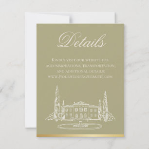 Garden Party Sage Wedding Invitation Details Card