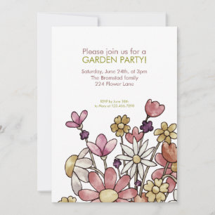 Garden Party Watercolor Flowers Invitation