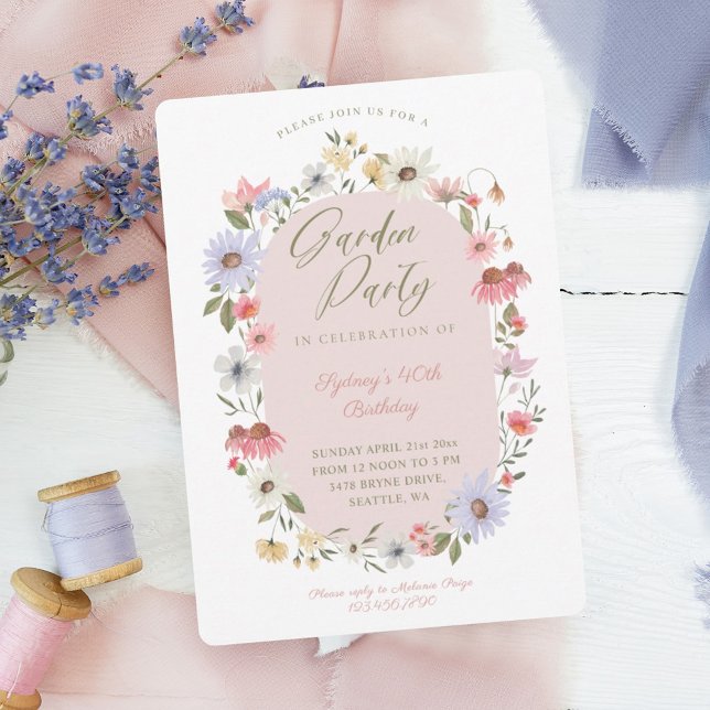 Garden Party Watercolor Wildflower Floral Birthday Invitation (Creator Uploaded)