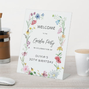 Garden Party Wildflower Birhtday Pedestal Sign