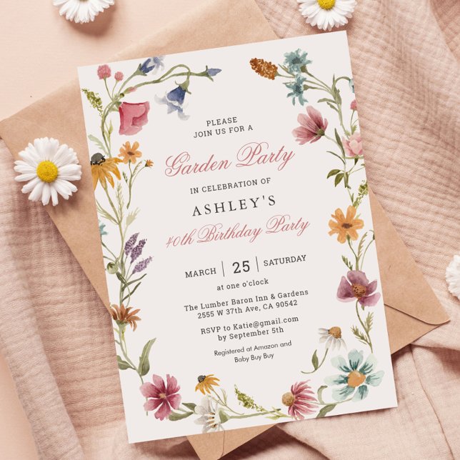 Garden Party Wildflower Birthday Invitation (Creator Uploaded)