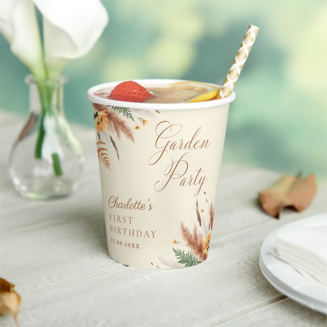 Garden Party Wildflower Floral 1st Birthday Paper Cups (Creator Uploaded)