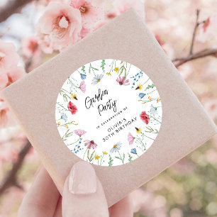 Garden Party Wildflowers Birthday Classic Round Sticker