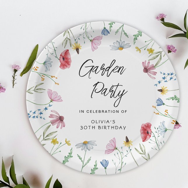 Garden Party Wildflowers Birthday Paper Plate (Creator Uploaded)