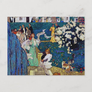 Garden Party with Cat, Jessie Willcox Smith Postcard