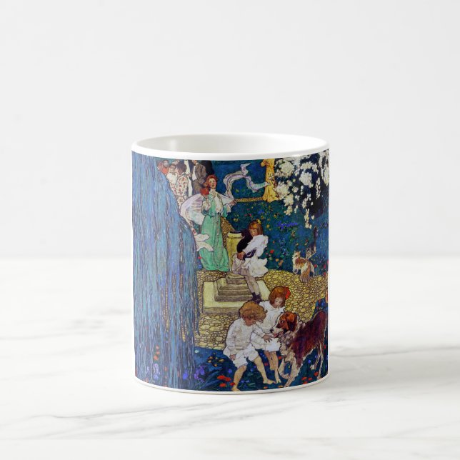 Garden Party with Dog & Cat, Jessie Willcox Smith Coffee Mug (Center)