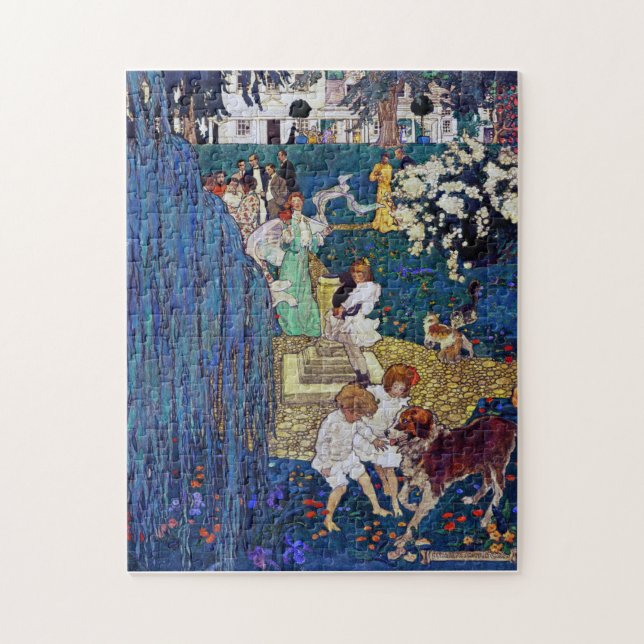Garden Party with Dog & Cat, Jessie Willcox Smith Jigsaw Puzzle (Vertical)