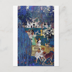 Garden Party with Dog & Cat, Jessie Willcox Smith Postcard