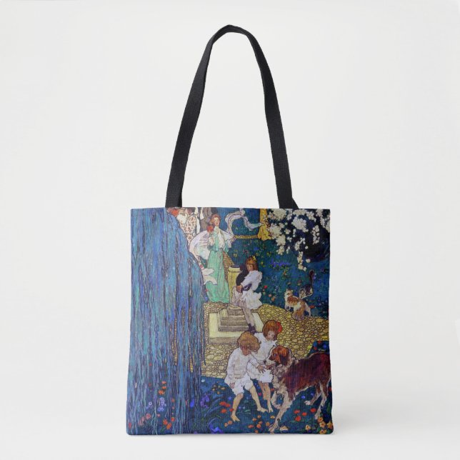 Garden Party with Dog & Cat, Jessie Willcox Smith Tote Bag (Front)