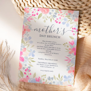 Garden pastel wild flowers mother's day brunch invitation