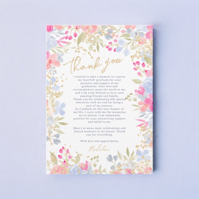 Garden pastel wildflowers 3 photos graduation thank you card (Garden pastel wildflowers 3 photos graduation thank you card)