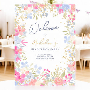 Garden pastel wildflowers welcome graduation poster
