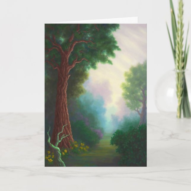 "Garden Path at Sunrise." Greeting Card (Front)