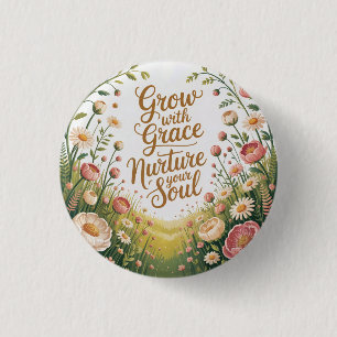 Garden Path Scene Grow With Grace Quote 3 Cm Round Badge