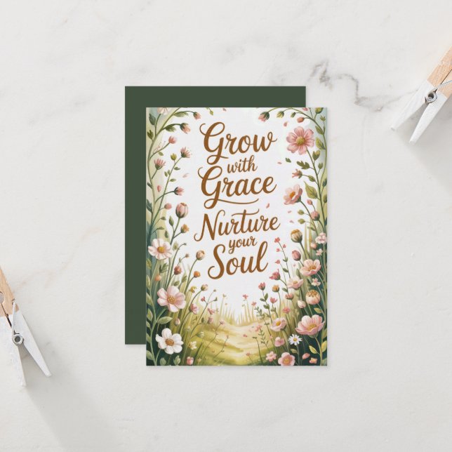 Garden Path Scene Grow With Grace Quote Card (Front/Back In Situ)