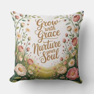 Garden Path Scene Grow With Grace Quote Cushion