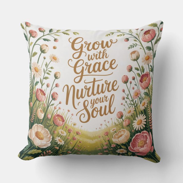 Garden Path Scene Grow With Grace Quote Cushion (Front)