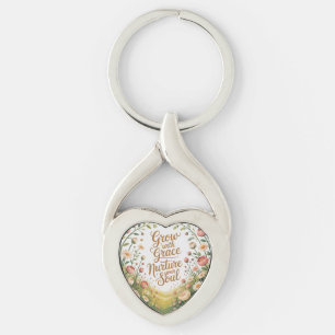 Garden Path Scene Grow With Grace Quote Key Ring