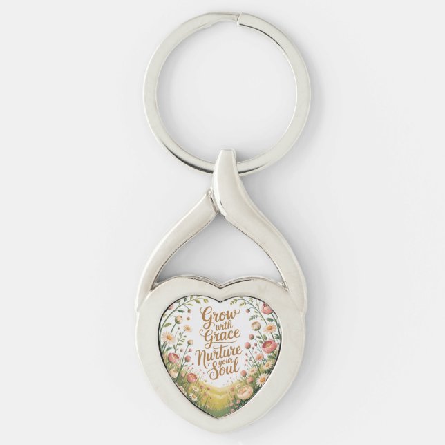 Garden Path Scene Grow With Grace Quote Key Ring (Front)
