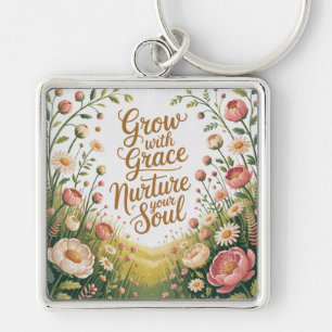 Garden Path Scene Grow With Grace Quote Key Ring