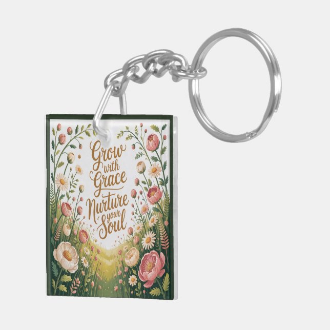 Garden Path Scene Grow With Grace Quote Key Ring (Back Right)